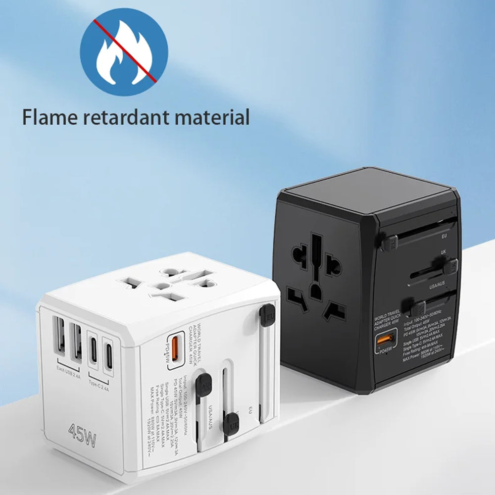 Cargador de Red Techsuit HHT905 Travel, 45W, 3A, 2 x USB-A - 2 x USB-C, Negro