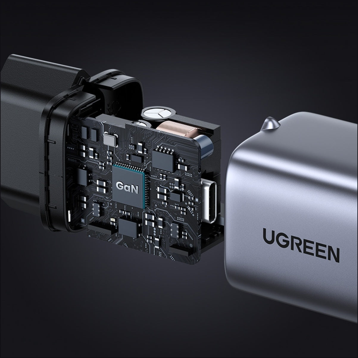 Cargador de red UGREEN CD319, 30W, 3A, 1 x USB-C, Gris