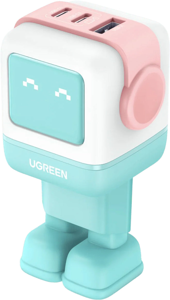 Cargador de Red UGREEN CD361 Uno, 65W, 3.25A, 1 x USB-A - 2 x USB-C, Turquesa