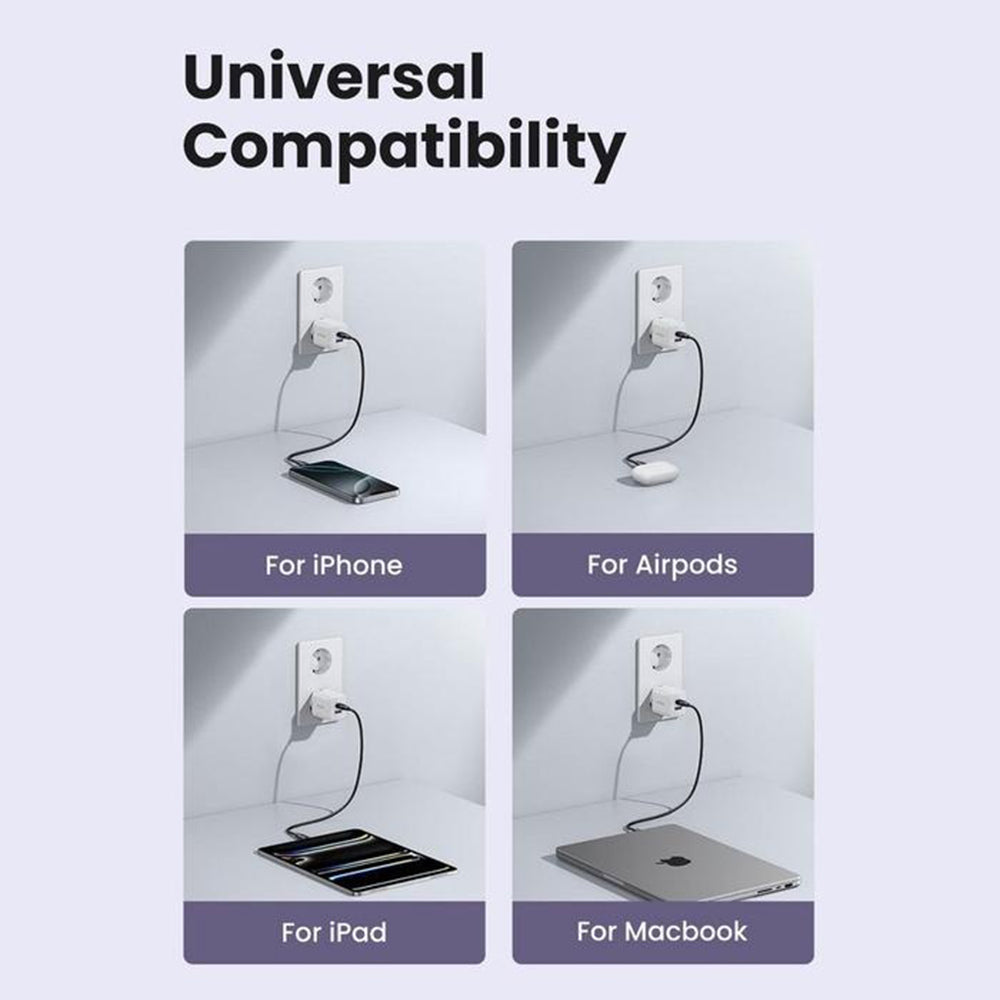 Cargador de Red UGREEN X516, 30W, 3A, 1 x USB-A - 1 x USB-C, Azul