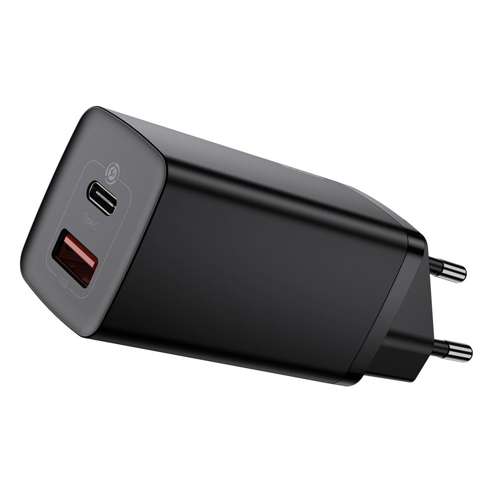 Cargador de red Baseus GaN2 Lite, 65 W, 3 A, 1 x USB-A - 1 x USB-C, negro CCGAN2L-B01