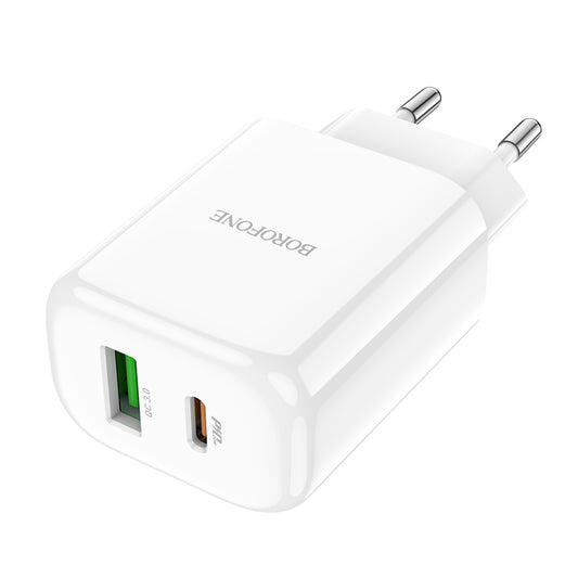 Cargador de Red Borofone BBN4 Potential, 20W, 3A, 1 x USB-A - 1 x USB-C, Blanco