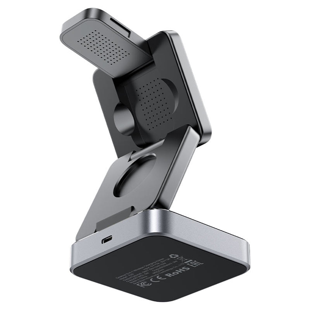 Cargador de Red Inalámbrico Acefast E21 3en1, 23W, 1.67A, Gris