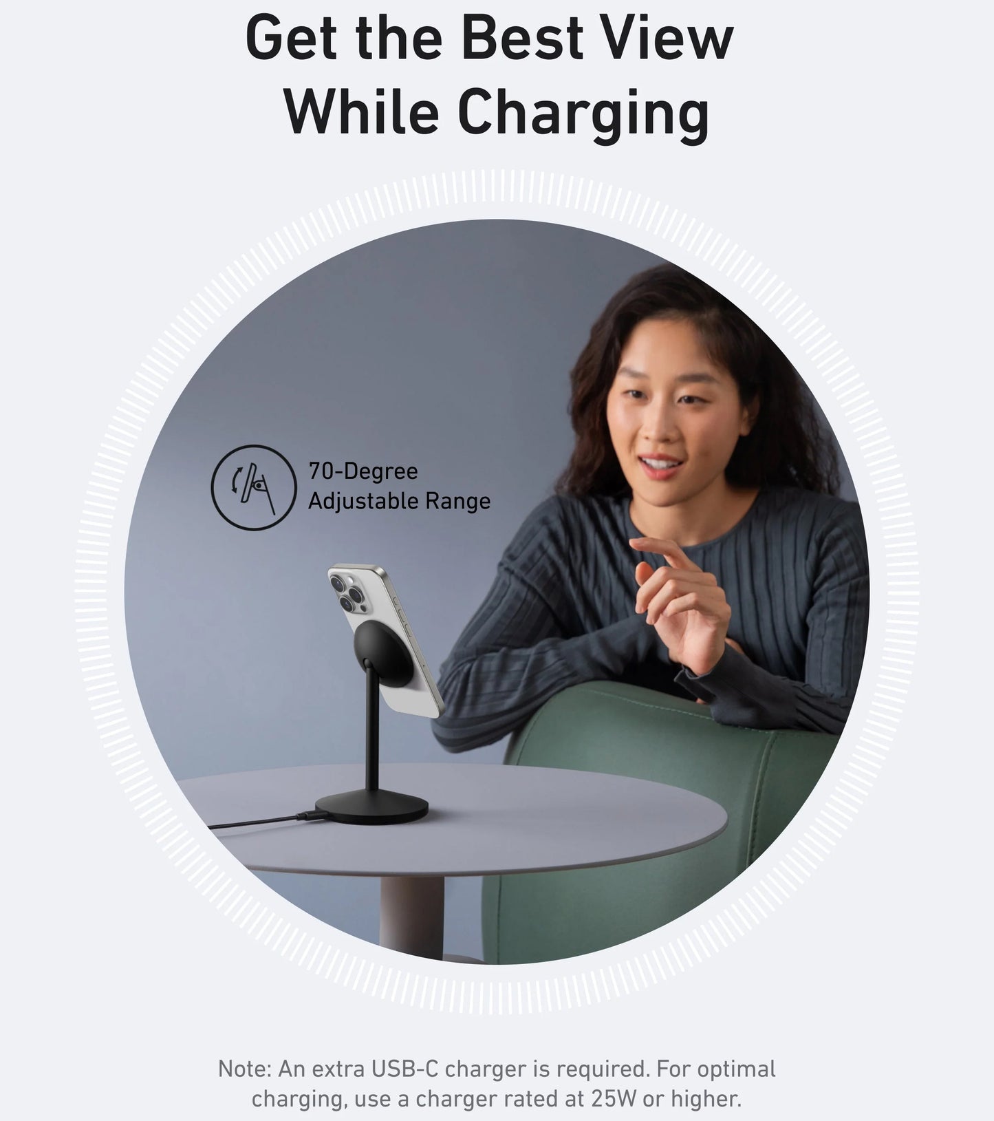 Cargador de Red Inalámbrico Anker MagGo Stand, 15W, 1.67A, Negro A25X1H11