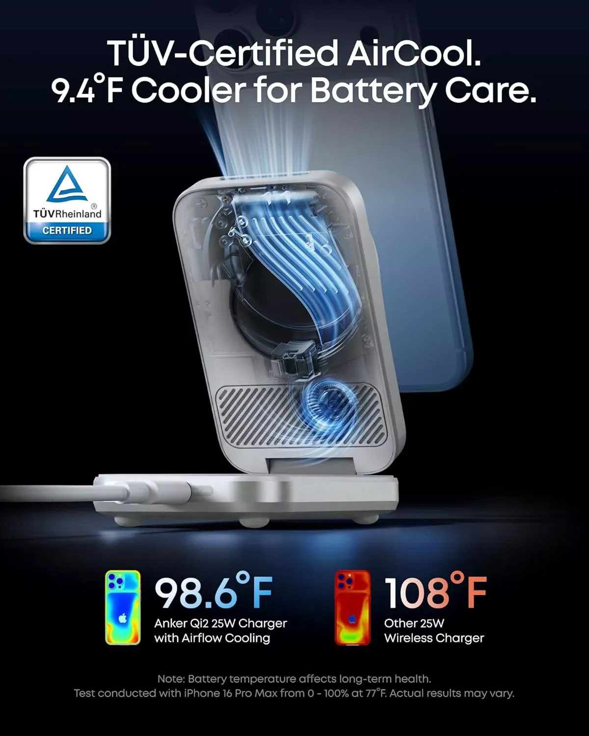 Cargador de Red Inalámbrico Anker Prime MagGo 3en1, 25W, Blanco B25N1G21