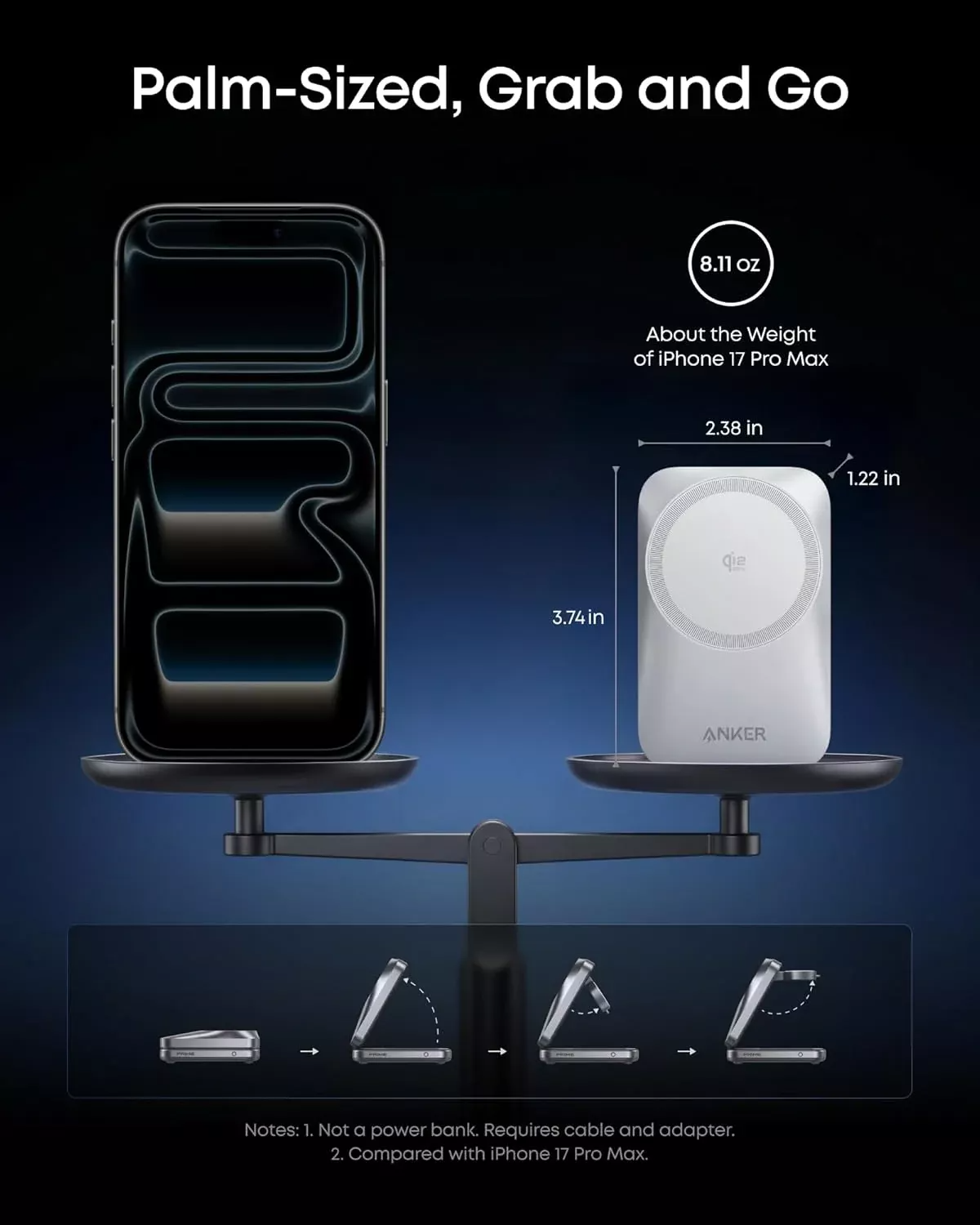 Cargador de Red Inalámbrico Anker Prime MagGo 3en1, 25W, Blanco B25N1G21
