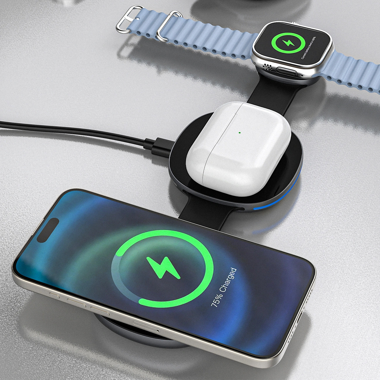 Dudao A11S 3in1 Wireless Network Charger, 15W, Black