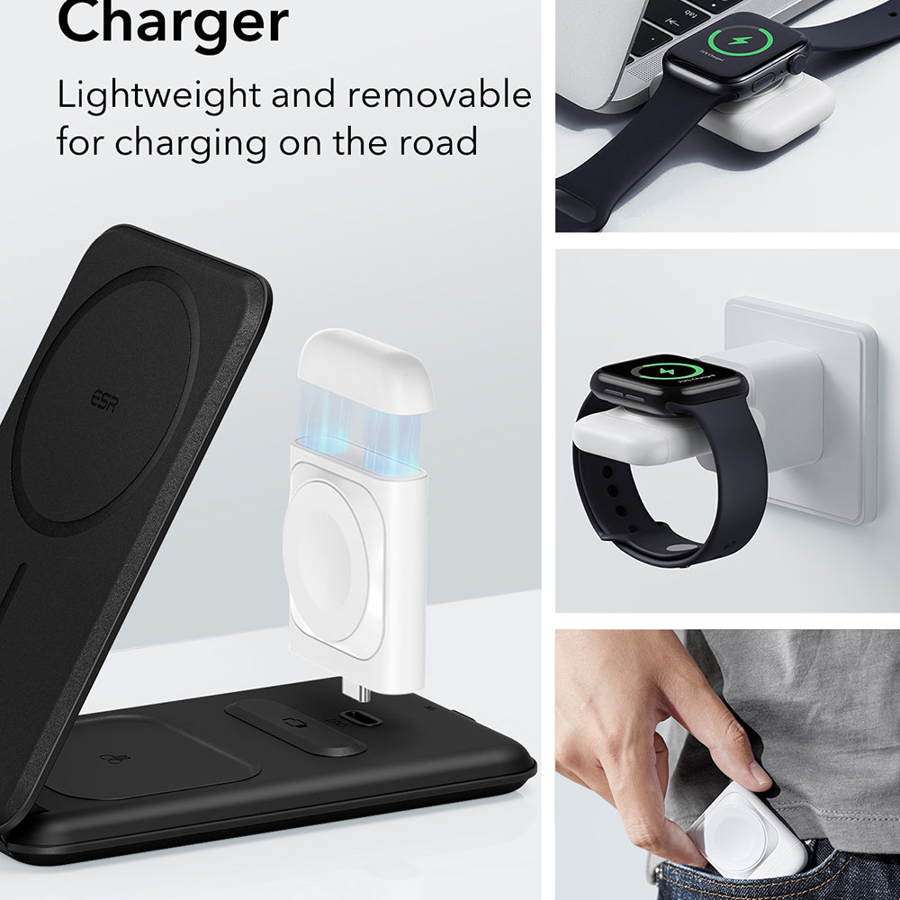ESR Travel 3in1 Wireless Network Charger, 15W, 1.67A, Black