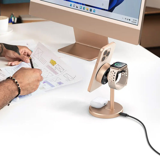 Cargador de Red Inalámbrico McDodo CH-2463 Swan 3in1, 22.5W, 1.67A, Dorado