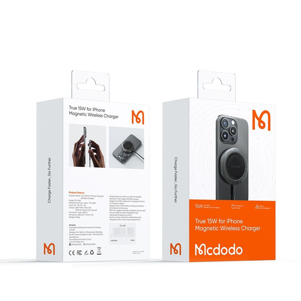 Cargador de Red Inalámbrico McDodo CH-5490, 15W, 1.67A, Negro