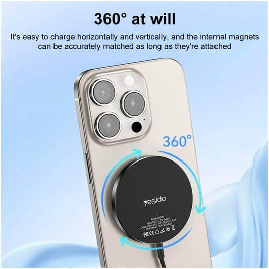 Cargador de Red Inalámbrico Yesido DS21, 15W, 1.67A, Negro