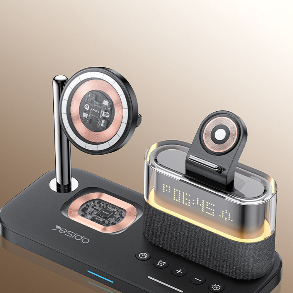 Cargador de Red Inalámbrico Yesido DS37 Display 3en1, 25W, 1.67A, Negro