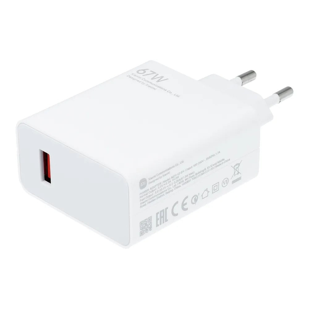 Cargador de Red Xiaomi MDY-12-EH, 67W, 6.2A, 1 x USB-A, Blanco
