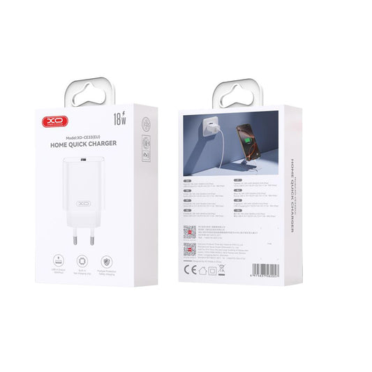 Cargador de Red XO Design CE33, 18W, 3A, 1 x USB-A, Blanco