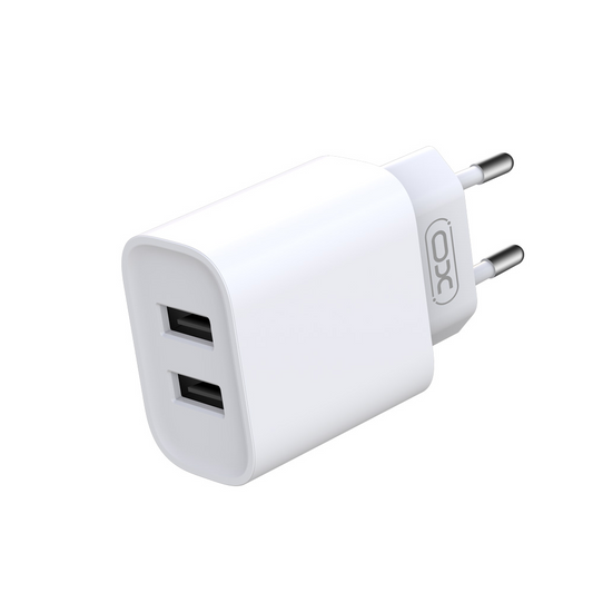 Cargador de Red XO Design CE02C, 10.5W, 2.1A, 2 x USB-A, Blanco