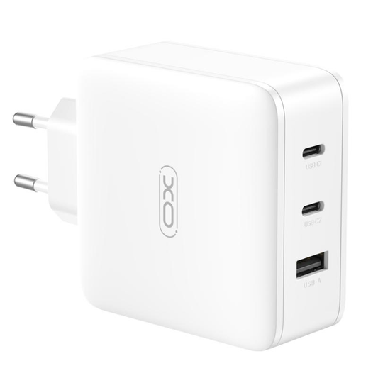 Cargador de Red XO Design CE14, 100W, 3.25A, 1 x USB-A - 2 x USB-C, Blanco
