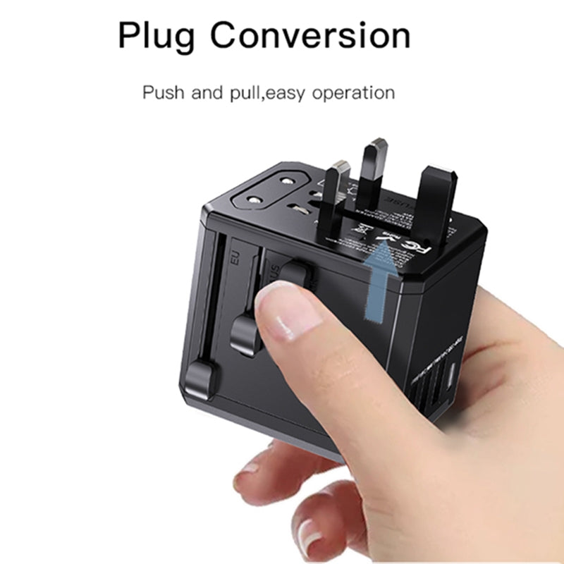 Cargador de Red Yesido MC10 Travel, 12W, 2.4A, 1 x USB-C - 3 x USB-A, Negro