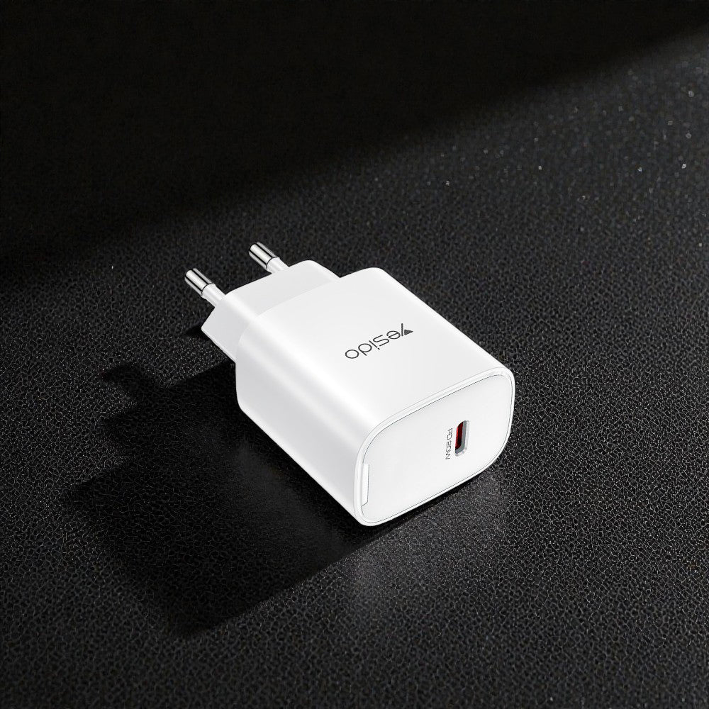 Cargador de Red Yesido YC01E, 20W, 3A, 1 x USB-C, Blanco