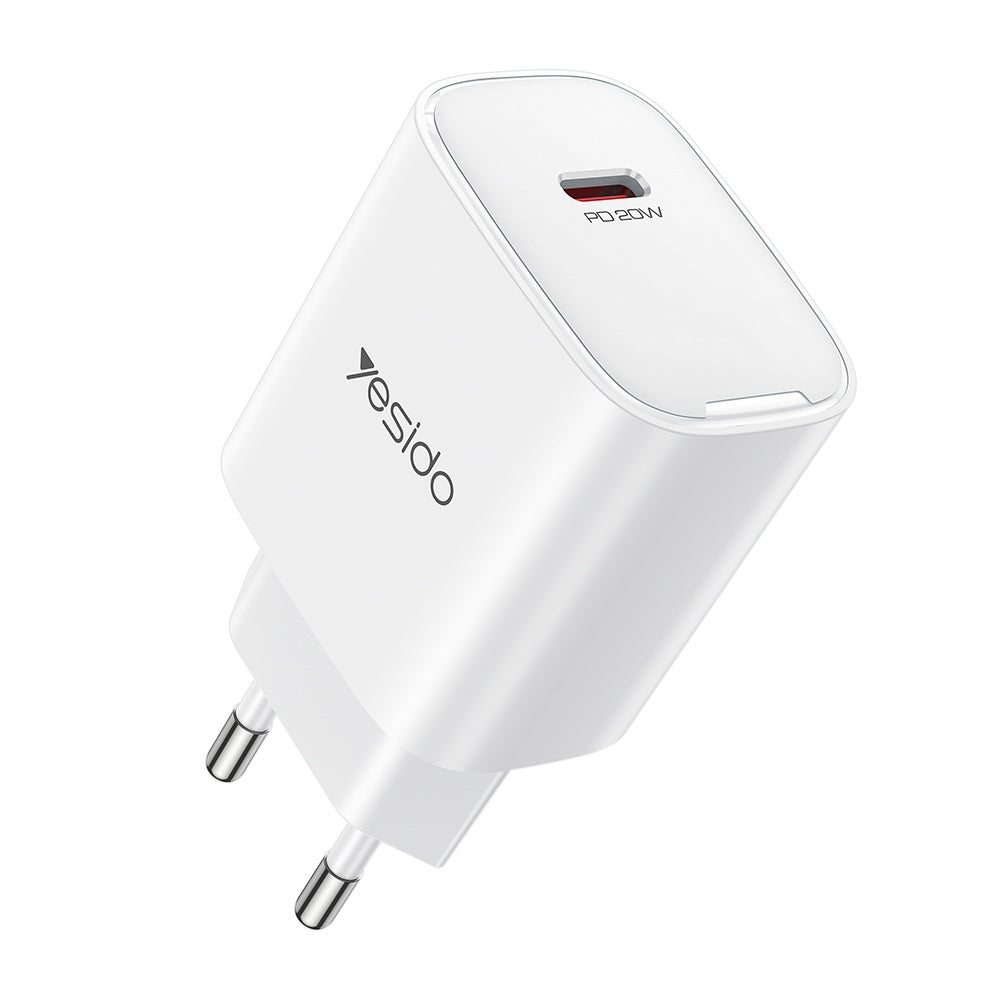 Cargador de Red Yesido YC01E, 20W, 3A, 1 x USB-C, Blanco