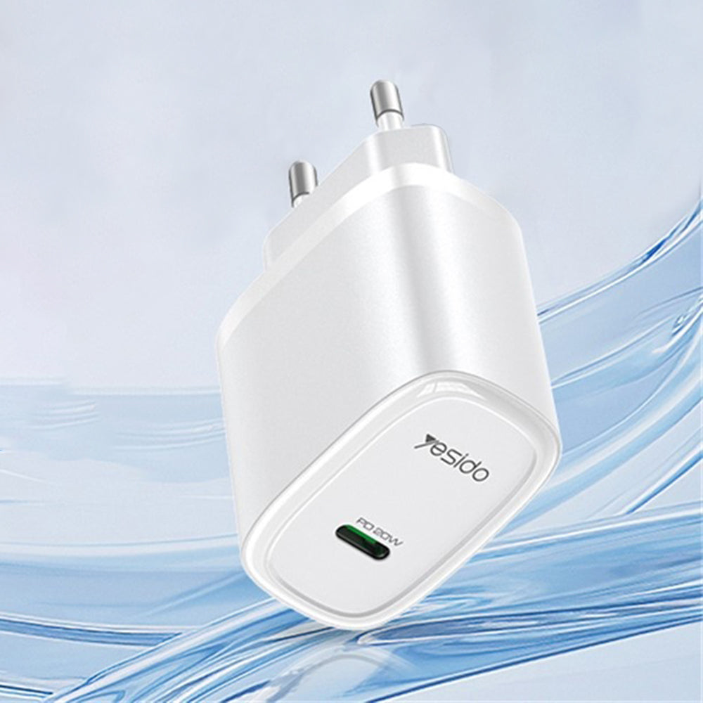 Cargador de Red Yesido YC57, 20W, 3A, 1 x USB-C, Blanco