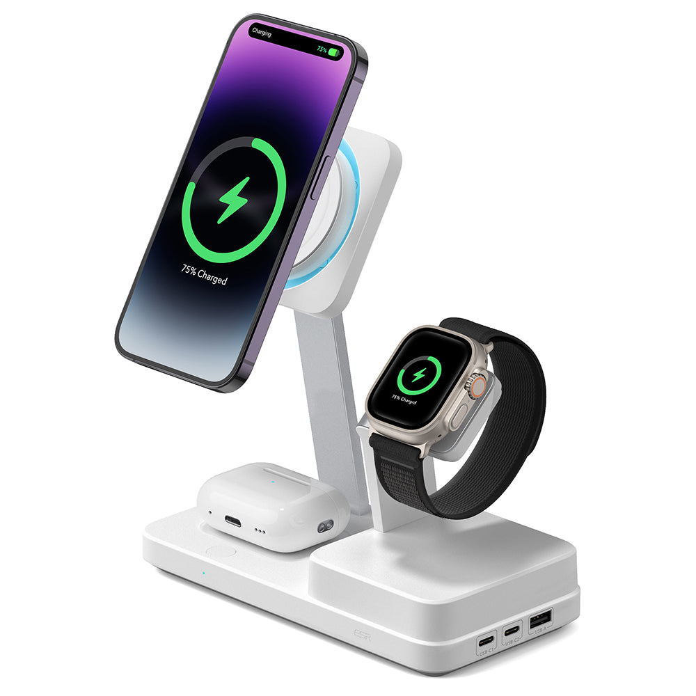 Cargador Estación ESR CryoBoost QI 6in1, 100W, 2 x USB-A - 1 x USB-C, Blanco