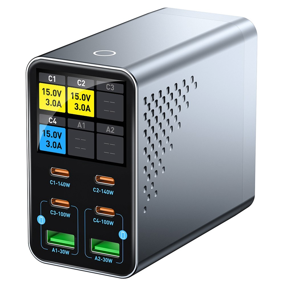 Cargador Estación OEM WLX-G3, 140W, 5A, 2 x USB-A - 4 x USB-C, Gris