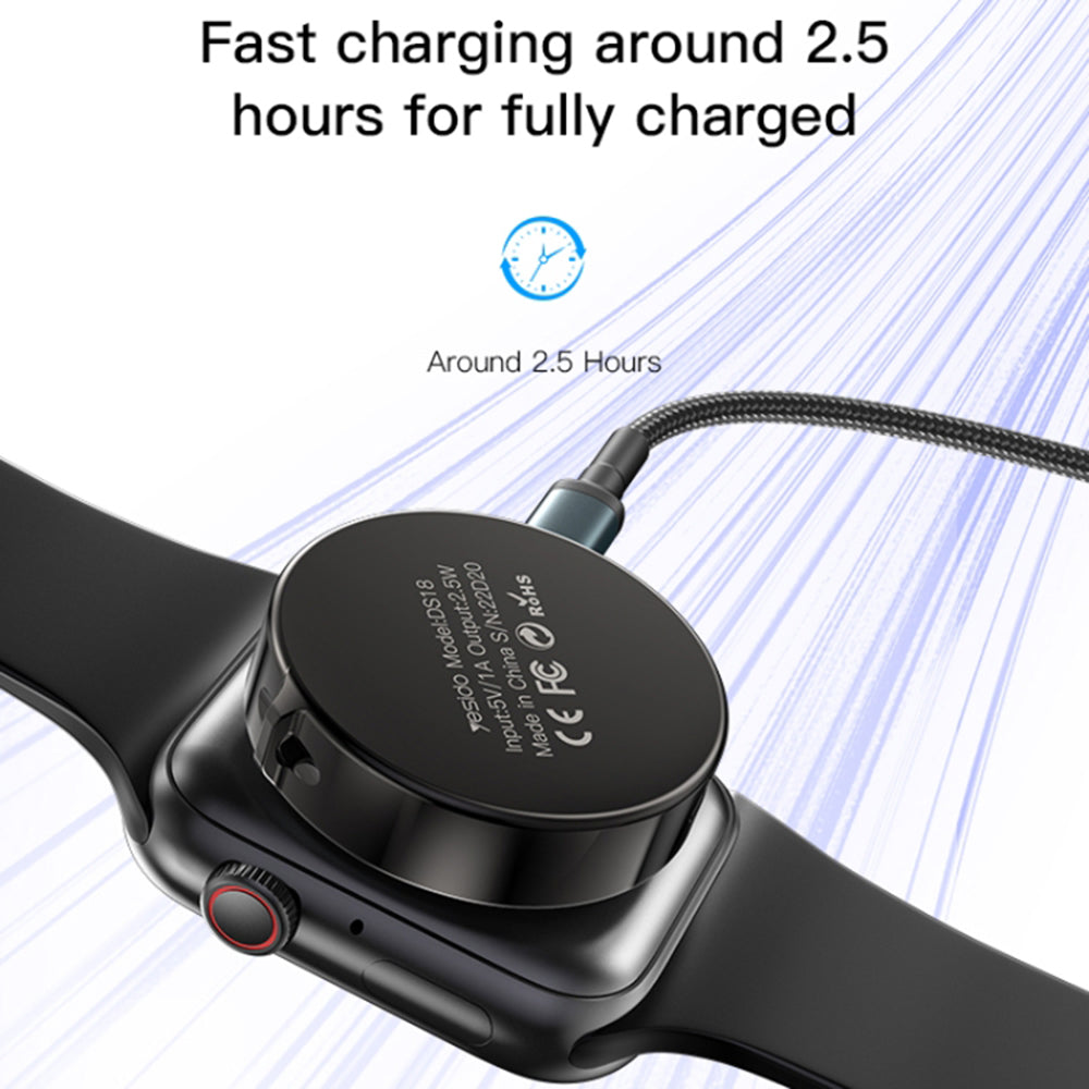 Cargador inalámbrico Yesido DS18 para Apple Watch Series, Negro
