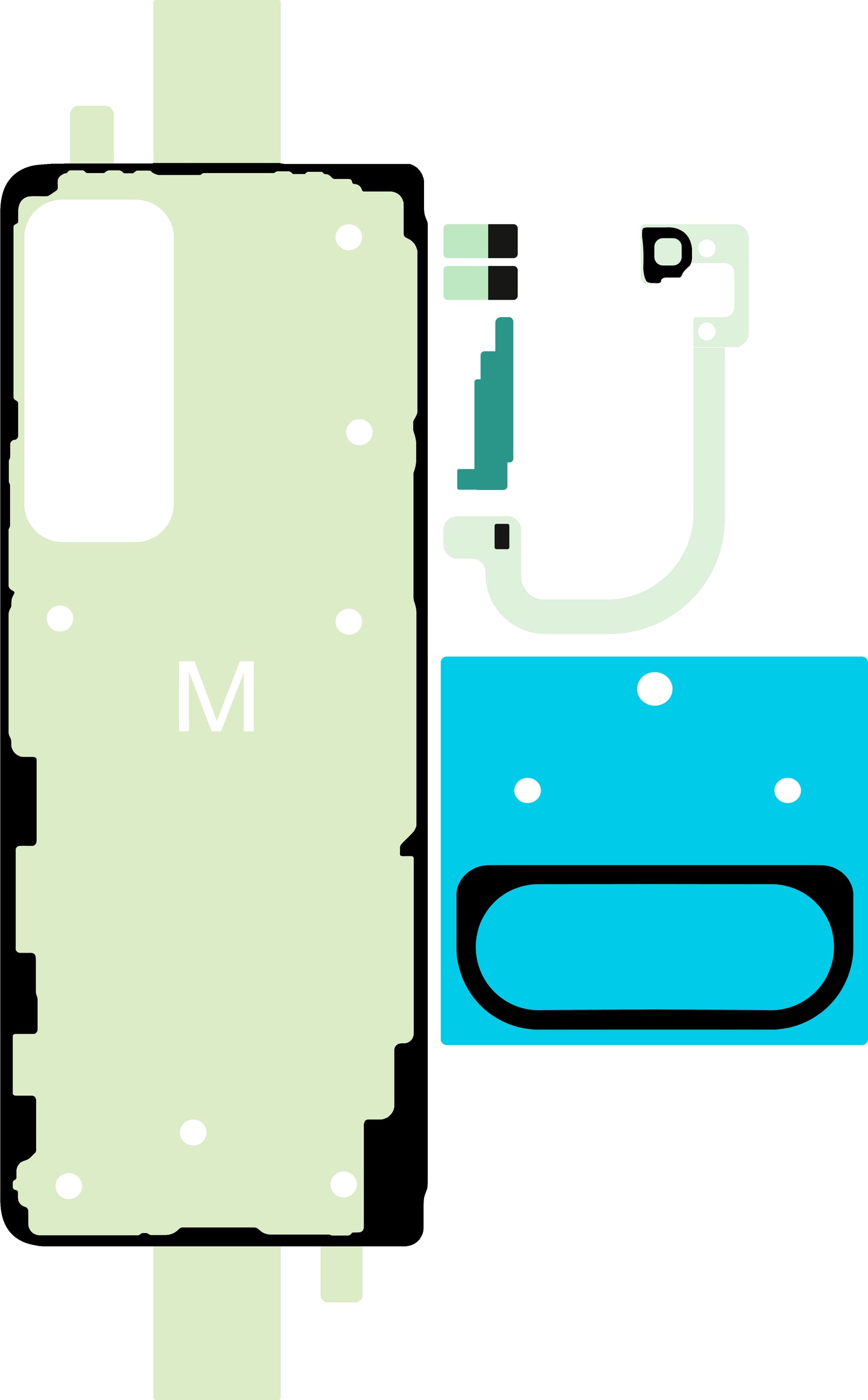 Kit Adhesivo Tapa Batería Samsung Galaxy Z Fold5 F946, Service Pack GH81-24686A