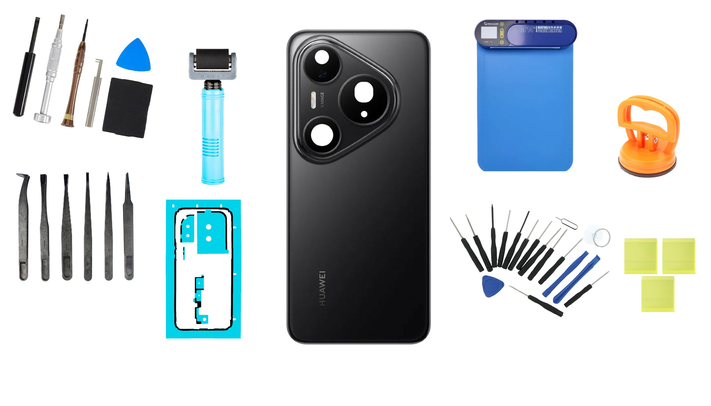 Kit Tapa de Batería Huawei Pura 80 Pro Glazed Black Service Pack y Herramientas de Servicio Dedicadas