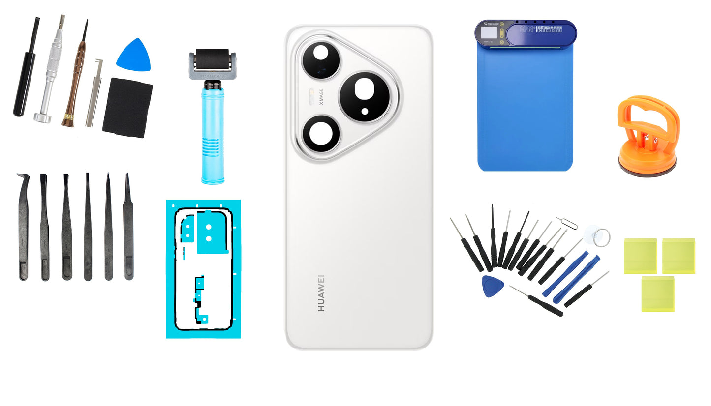 Kit Tapa de Batería Huawei Pura 80 Pro Glazed White Service Pack y Herramientas de Servicio Dedicadas