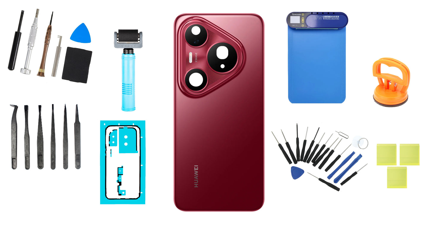 Kit Tapa de Batería Huawei Pura 80 Pro Glazed Red Service Pack y Herramientas de Servicio Dedicadas