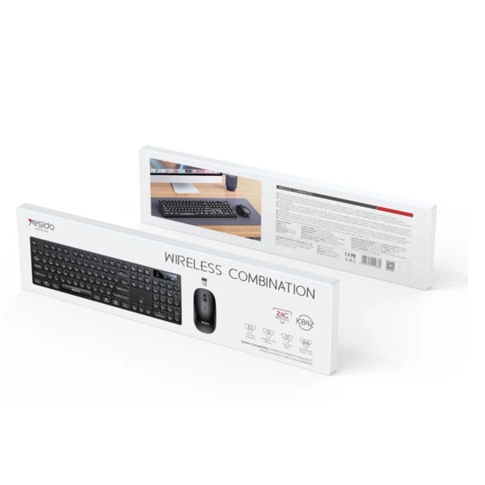 Kit Teclado y Ratón Inalámbrico Yesido KB42, Negro