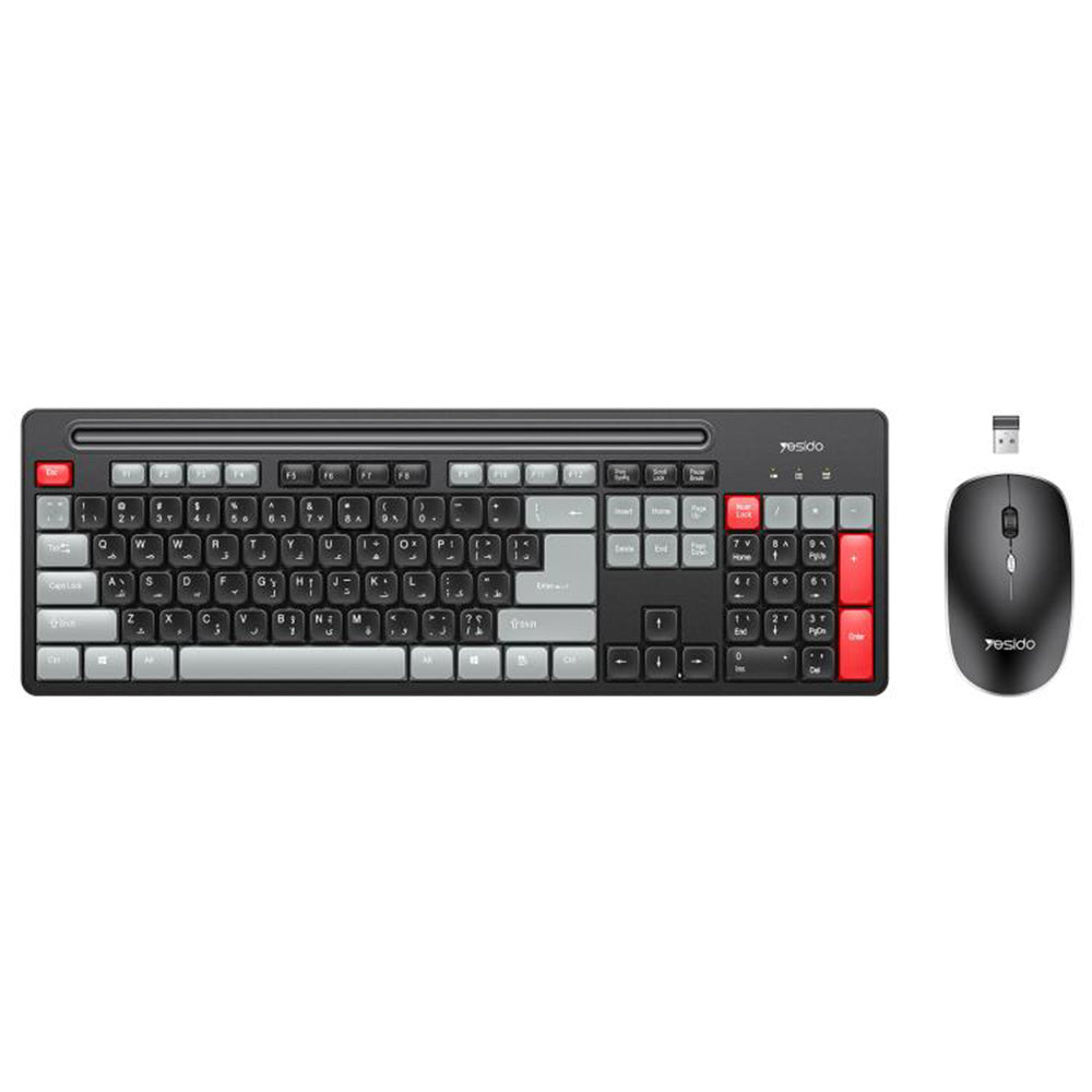 Kit Teclado y Ratón Inalámbrico Yesido KB43, Negro
