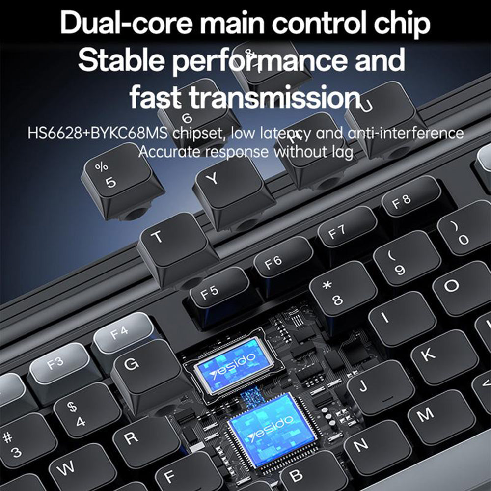 Kit Teclado y Ratón Inalámbrico Yesido KB43, Negro