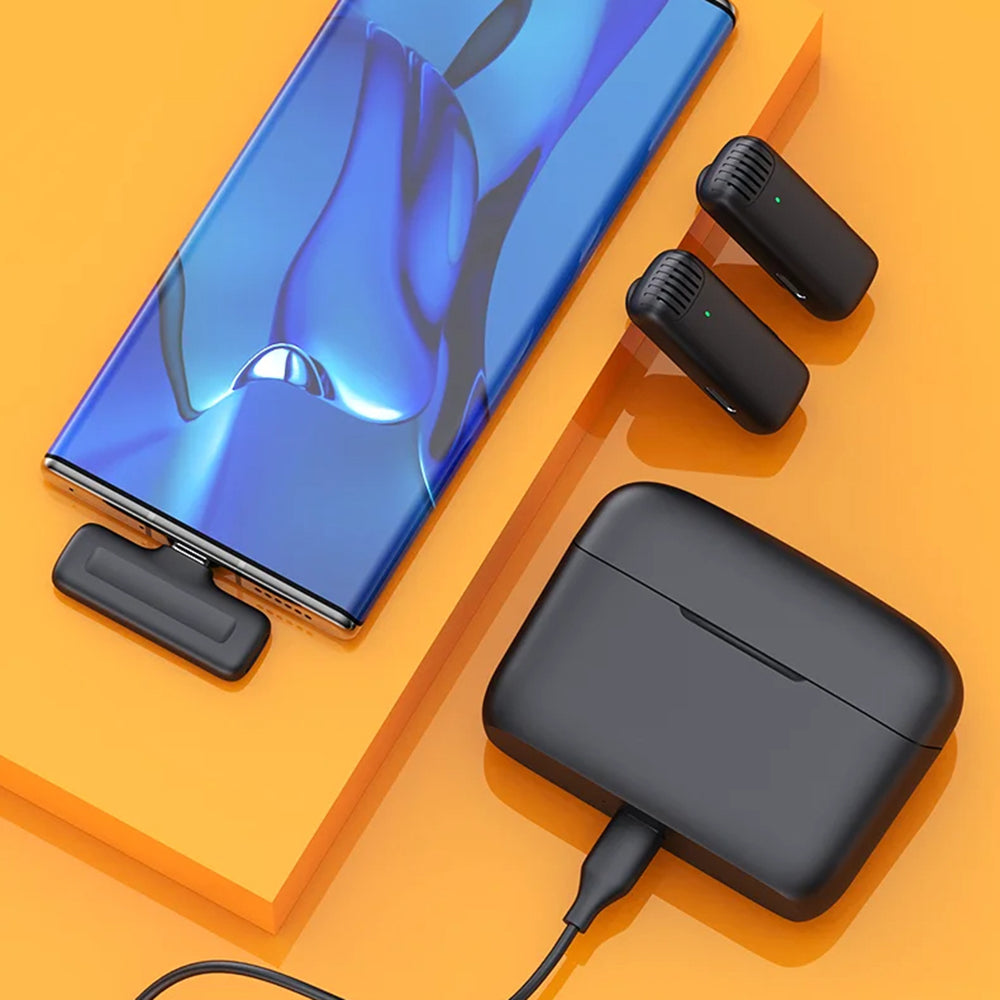 Lavalier Techsuit LW4, USB-C, Set de 2 piezas, Negra