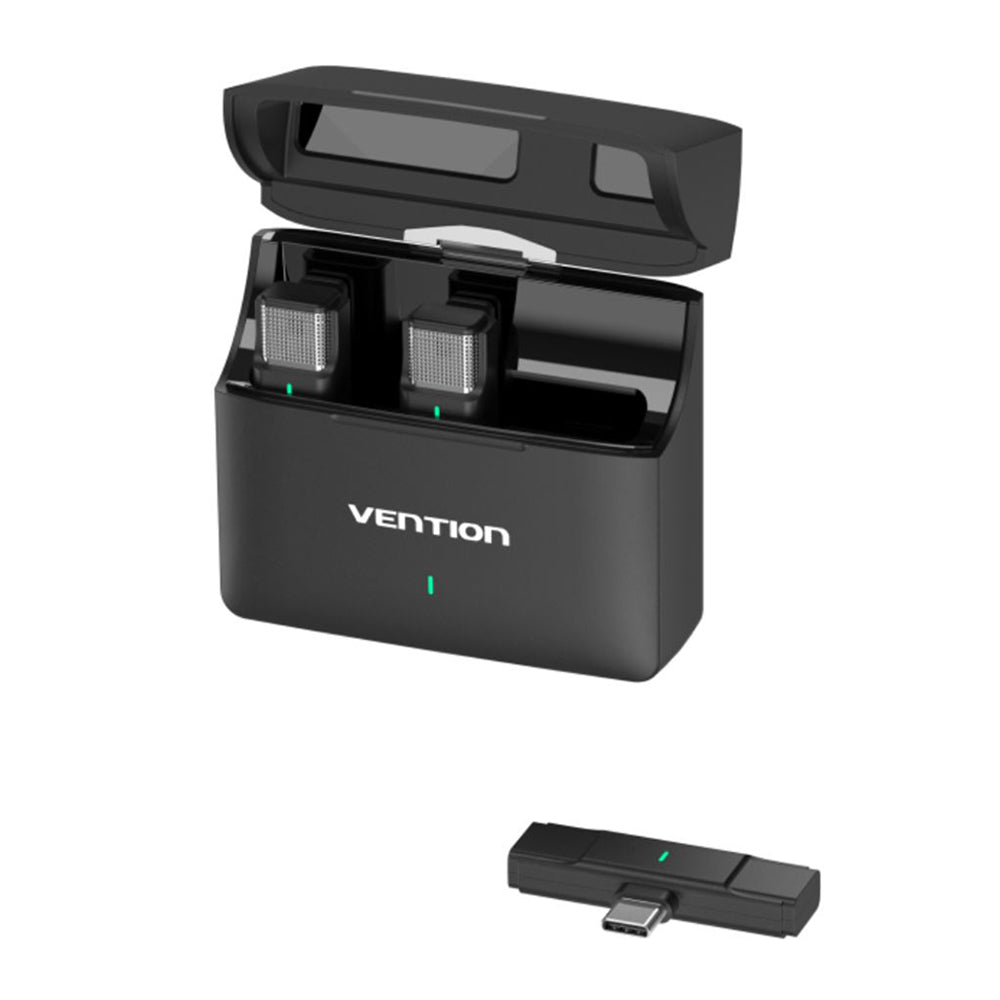 Lavalier Vention Clip-On, USB-C, Set 2 piezas, Negro