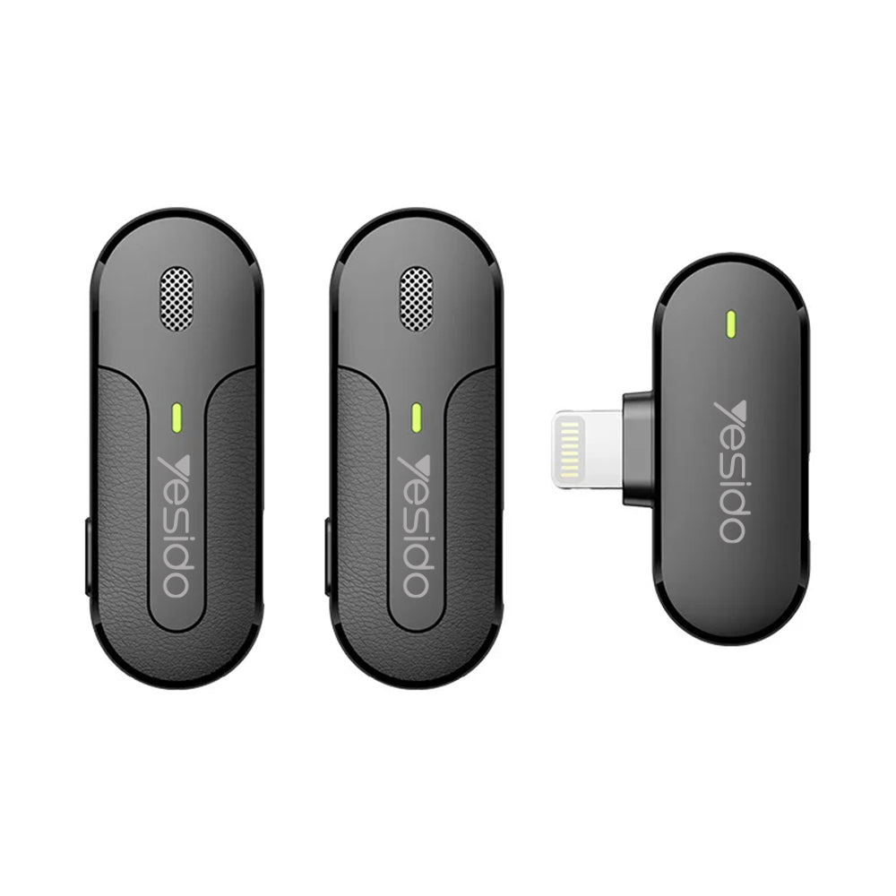 Lavalier Yesido KR16, Lightning, Set 2 piezas, Negro