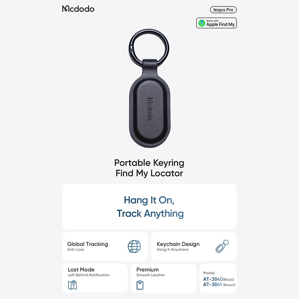 Mcdodo SmartTag Llavero Napa Pro AT-3840 para iOS Series, Negro