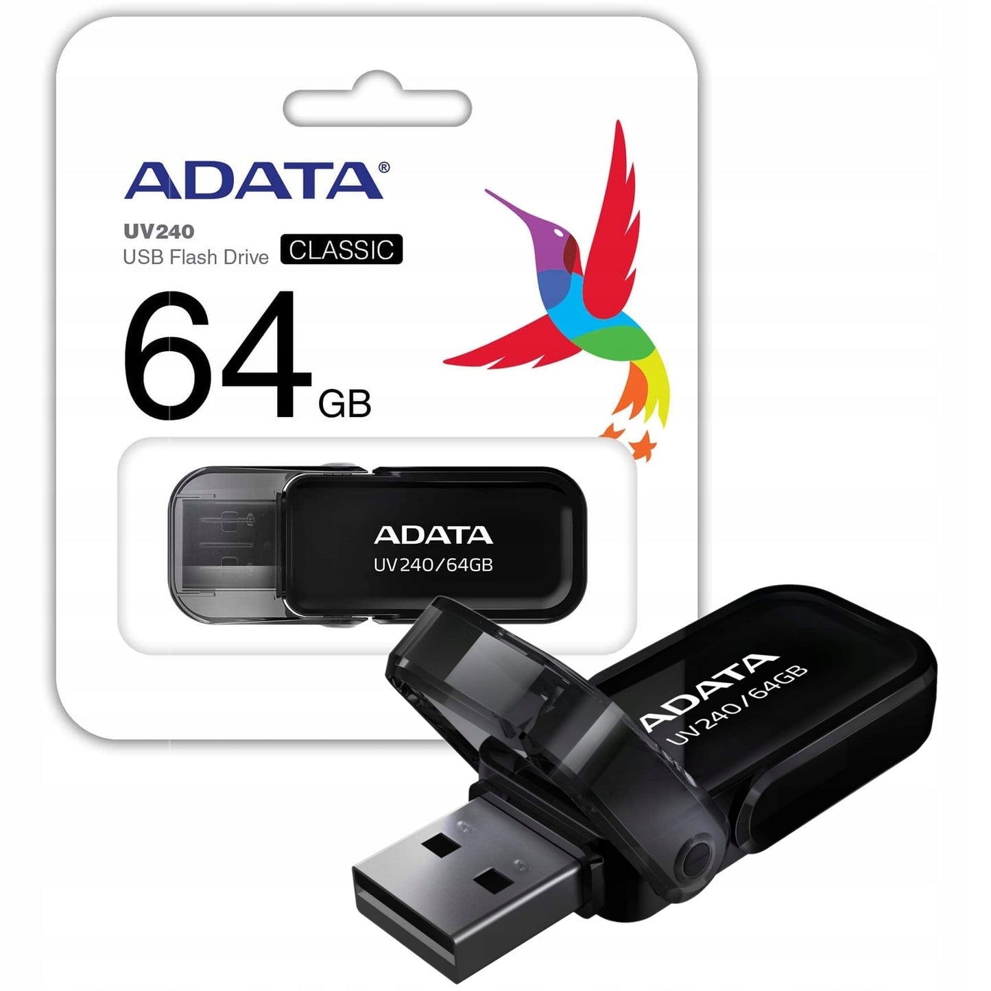 Memoria externa USB-A Adata UV240, 64Gb AUV240-64G-RBK AUV240-64G-RBK