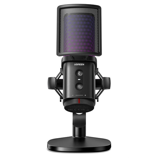 Micrófono Cardioide UGREEN CM581 (65629), RGB, USB-C, 1.5m, Negro