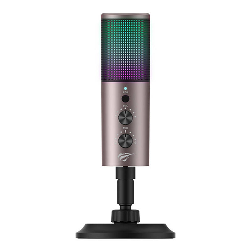 Micrófono HAVIT GK61, RGB, USB-C, Gris