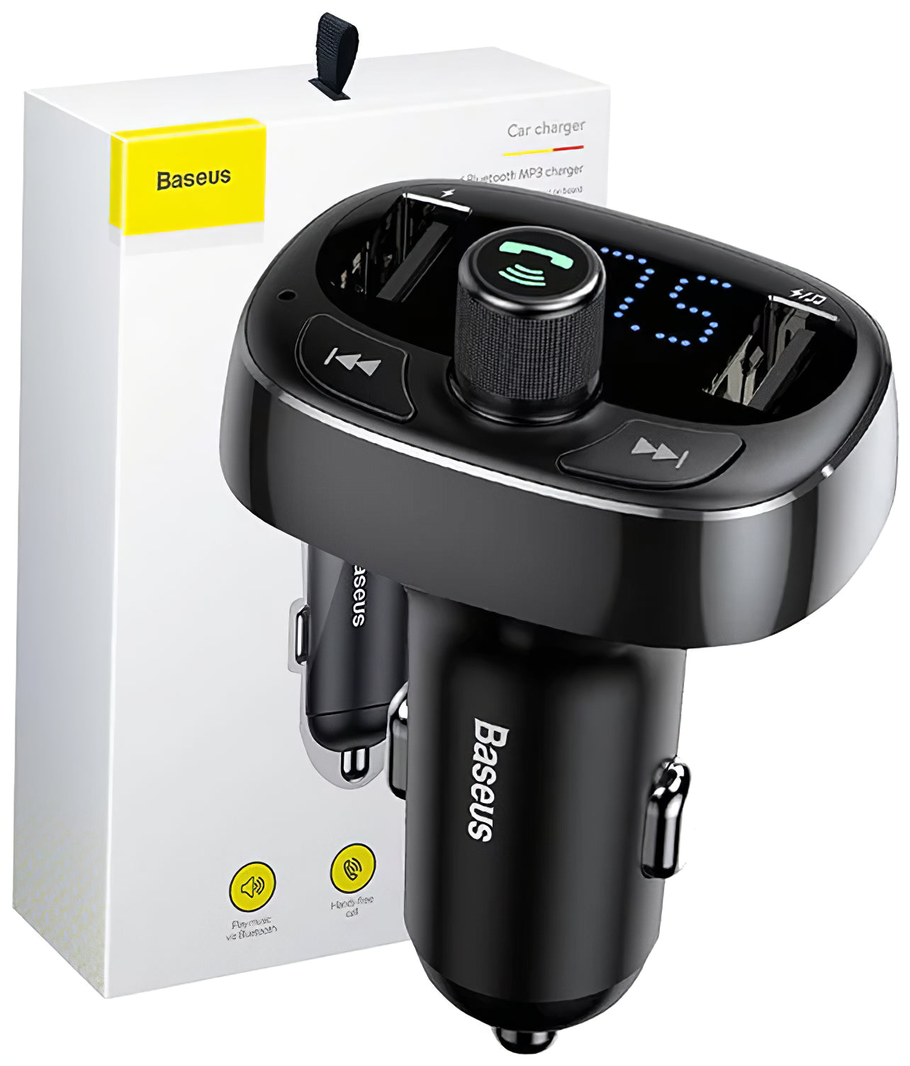 Modulador FM Bluetooth Baseus S-09, 2 x USB-A - 1 x microSD CCMT000301