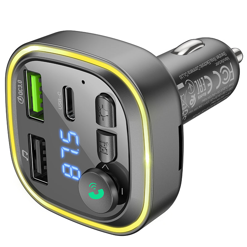 Modulador FM Bluetooth Borofone BC48, 2 x USB-A - 1 x USB-C - 1 x microSD