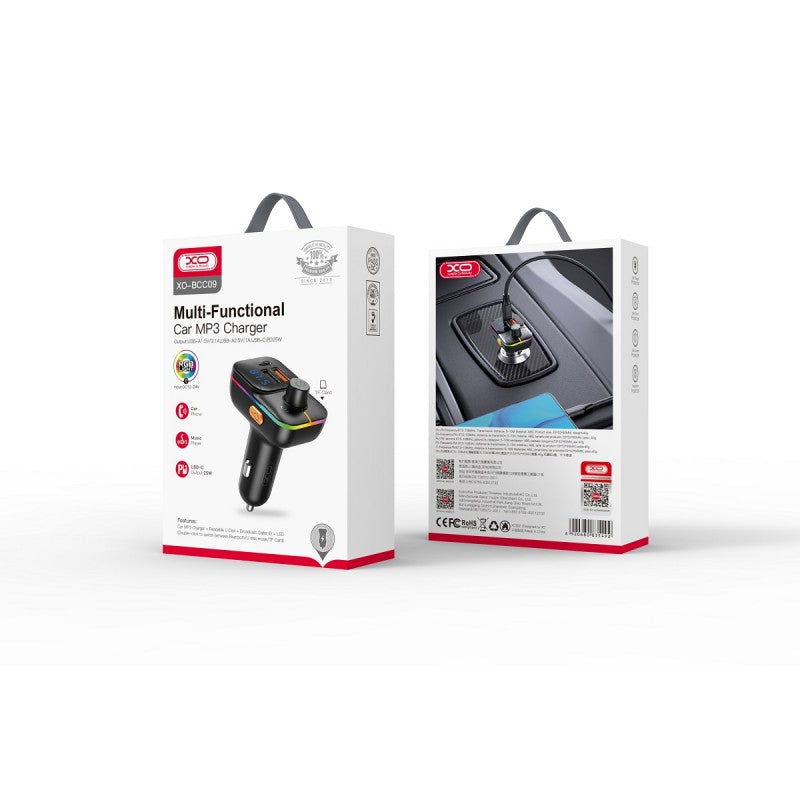 Modulador FM Bluetooth XO Design BCC09, 2 x USB-A - 1 x USB-C - 1 x microSD