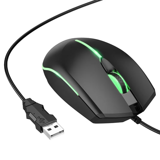 Ratón Gaming con Cable USB HOCO GM37, RGB, 2400DPI, Negro