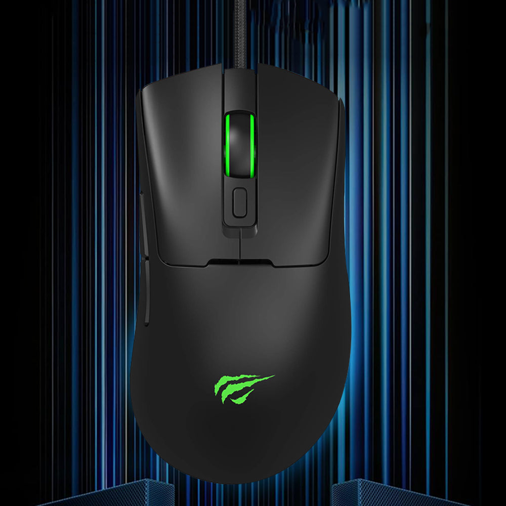 Mouse Gaming con cable USB HAVIT MS966, RGB, 800DPI - 12000DPI, 1.6m, Negro