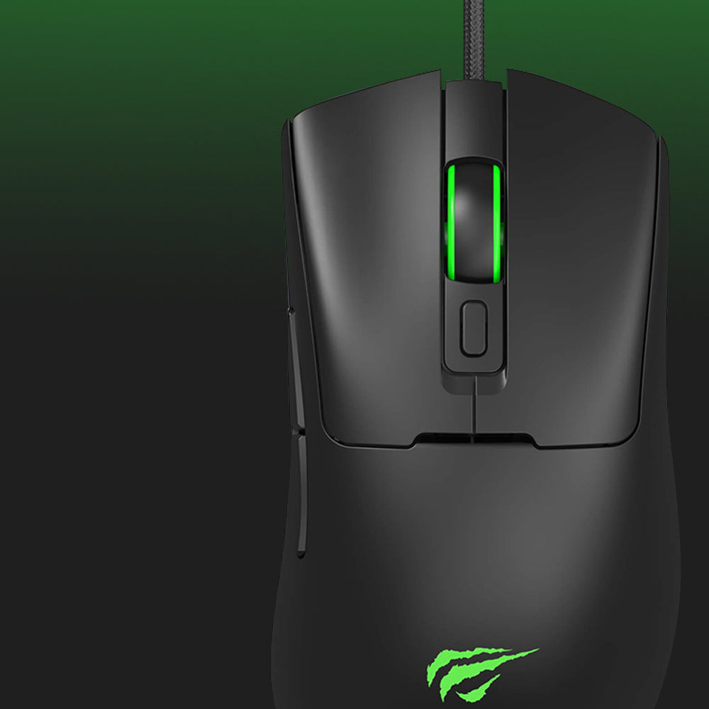 Mouse Gaming con cable USB HAVIT MS966, RGB, 800DPI - 12000DPI, 1.6m, Negro