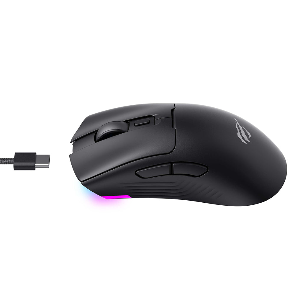 Mouse Gaming Inalámbrico HAVIT MS966WB, 800DPI - 10000DPI, BT / Wi-Fi / Cableado, Negro