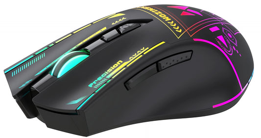 Ratón Gaming Inalámbrico WZK WMGB-3200, 3200DPI, RGB, Negro