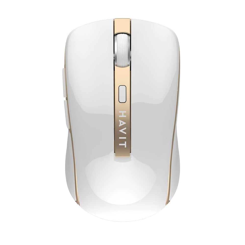 Mouse inalámbrico HAVIT MS951GT, 1000DPI - 1600DPI, Blanco Dorado